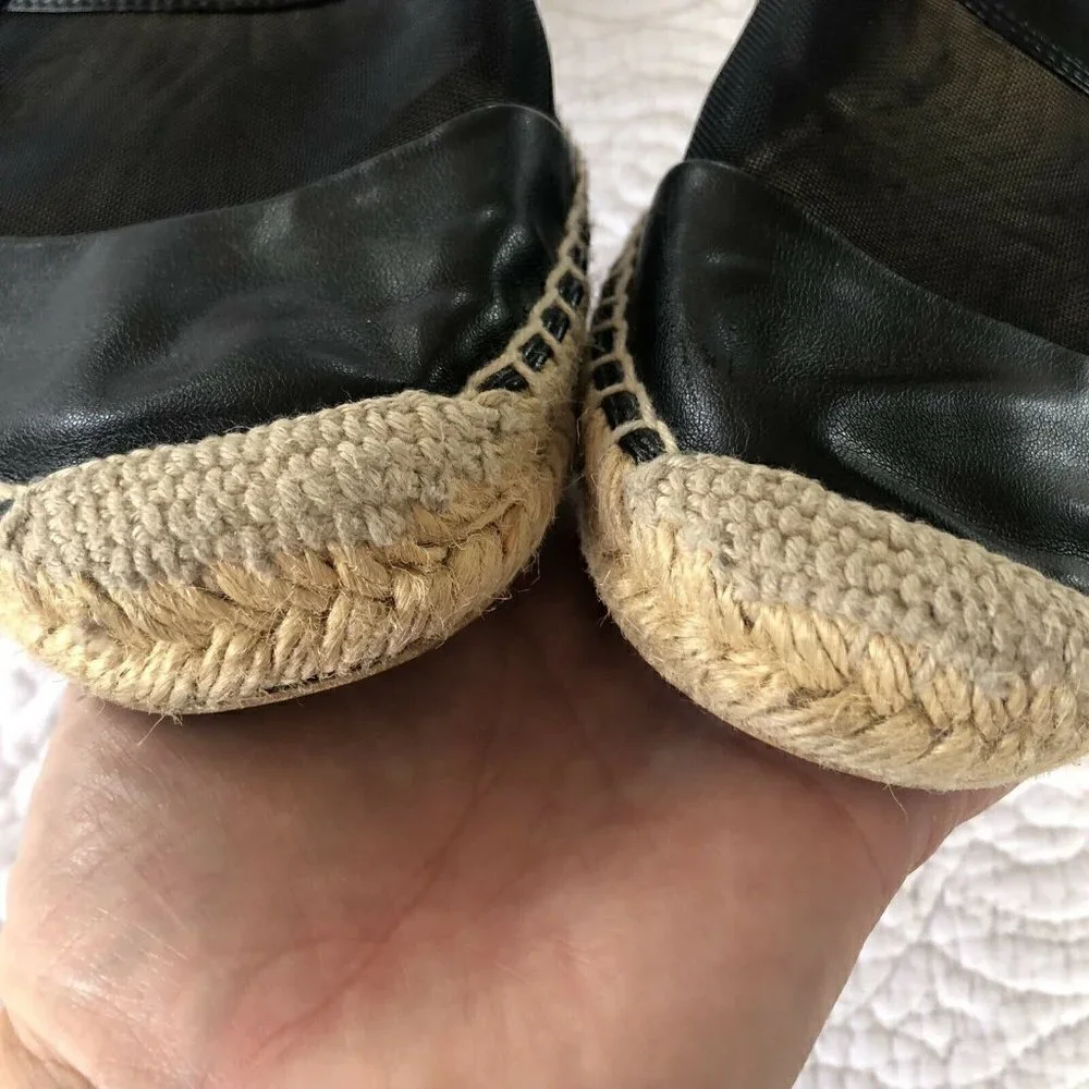 Stella McCartney Black Leather & Mesh Espadrilles Sz 40 US 9.5